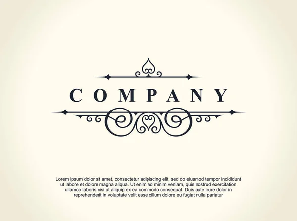 Caligrafia Logotipo de linha de luxo. Floresce elegante monograma emblema. Design de divisor vintage real —  Vetores de Stock