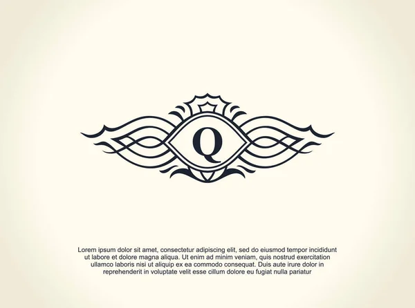 Calligraphic Luxury line logo. Flourishes elegant emblem monogram. Royal vintage divider design — Stock Vector