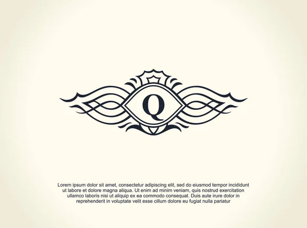 Logotipo de línea de lujo caligráfico. Florece elegante emblema monograma. Diseño divisor vintage real — Archivo Imágenes Vectoriales