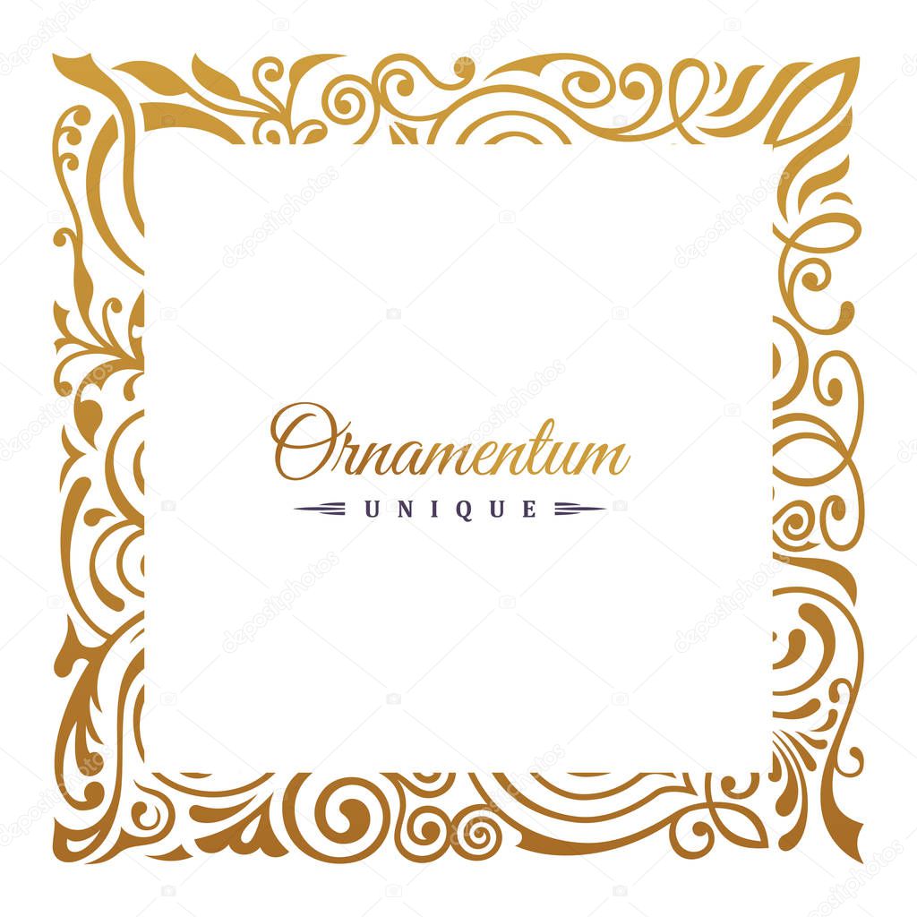 Vintage vector retro blog frame. Set of artistic golden page with a logo design for your