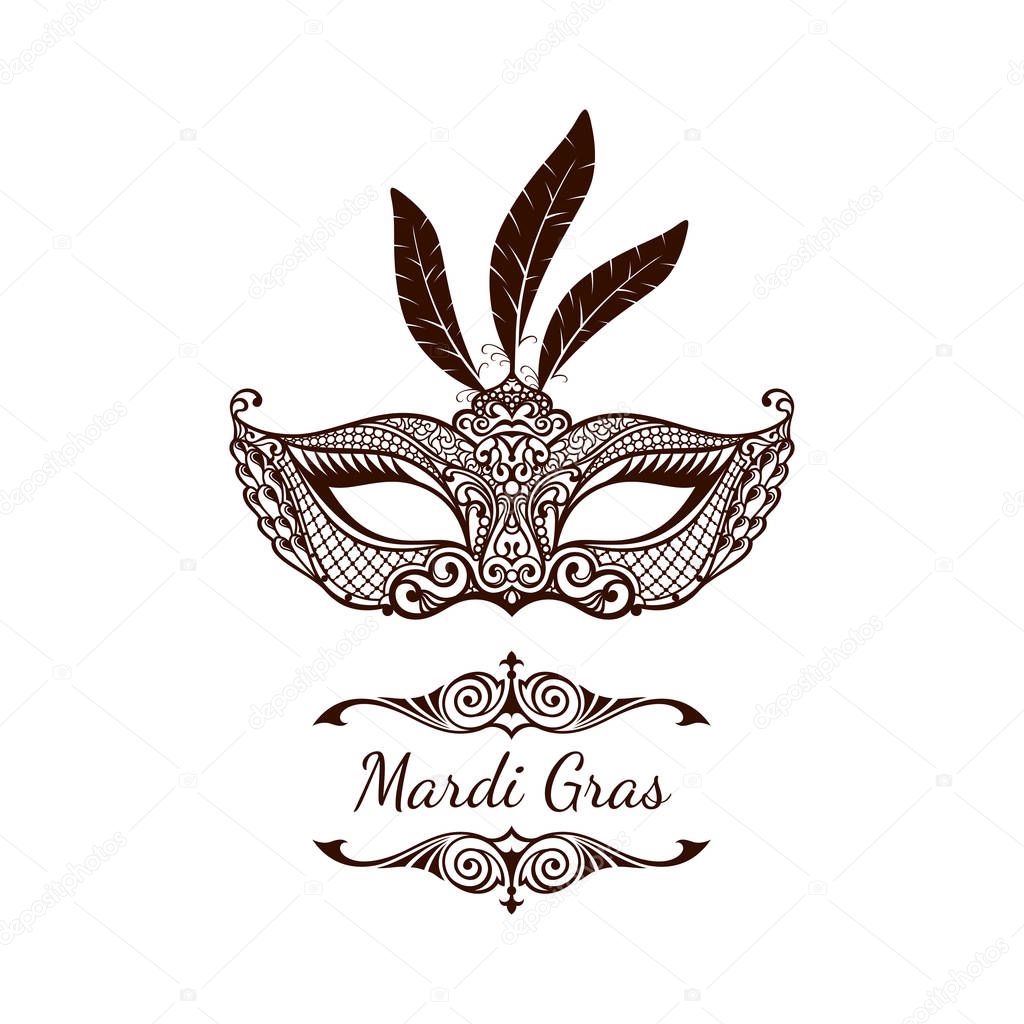 Beautiful mask of lace. Mardi Gras vector background