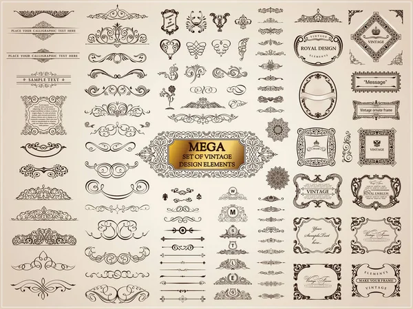 Calligraphic vintage elements. Vector baroque set. Design icons — Stock Vector