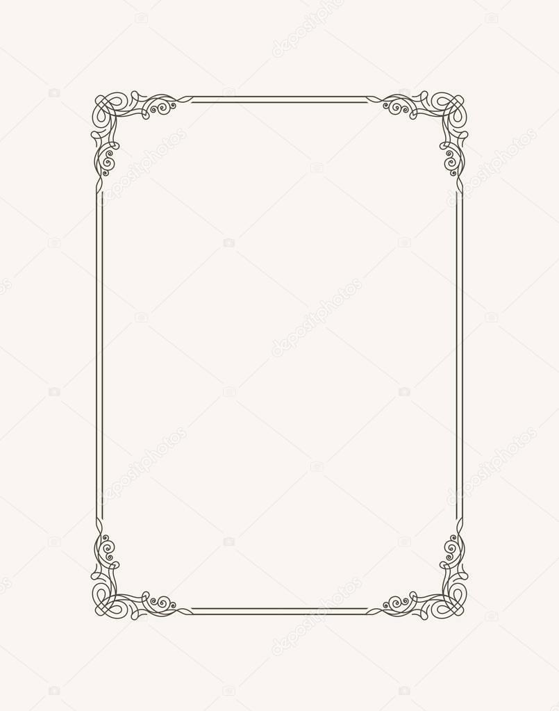 Download Vintage calligraphic frame. Black and white vector border ...