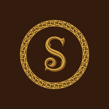 Yuvarlak kaligrafi amblemi. Kafe vektör çiçek simgesi