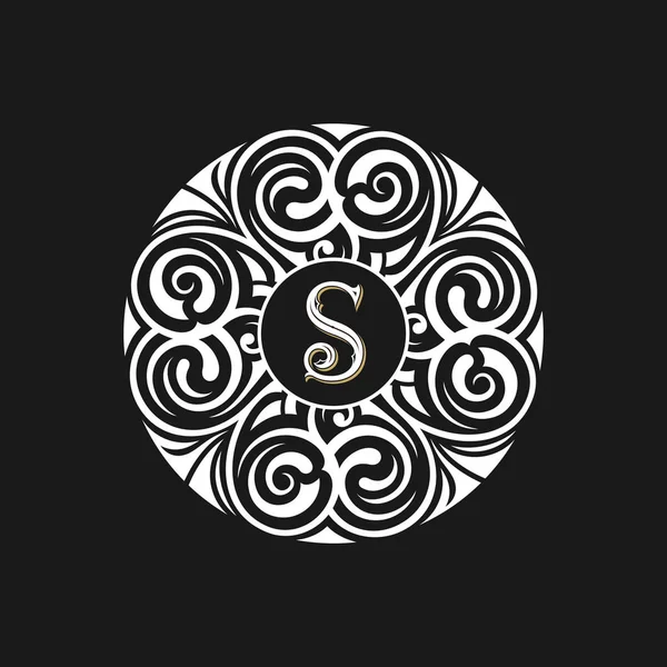 Rundes kalligraphisches Emblem. Vektor florales Symbol für Café — Stockvektor