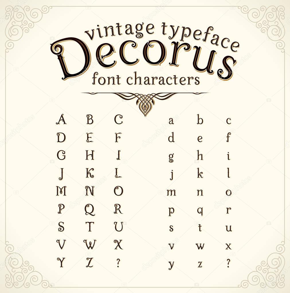 Vintage decorative font with shadow called 