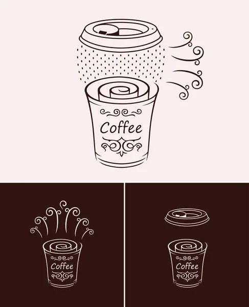 Boceto vectorial dibujado a mano taza de café desechable. Concepto de motivación de estilo de vida — Vector de stock