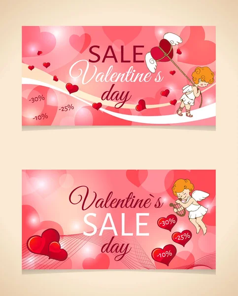 San Valentín colección venta banners — Vector de stock