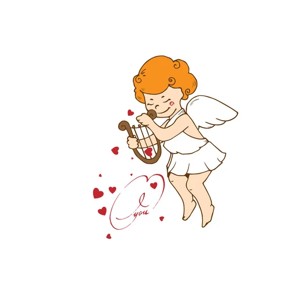 Pequeño cupido divertido . — Vector de stock