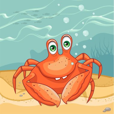 Eğlenceli yengeç. Vektörel clipart illüstrasyon.