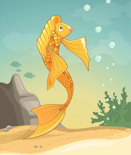 Vektor illustration av en guldfisk. Vektorgrafik