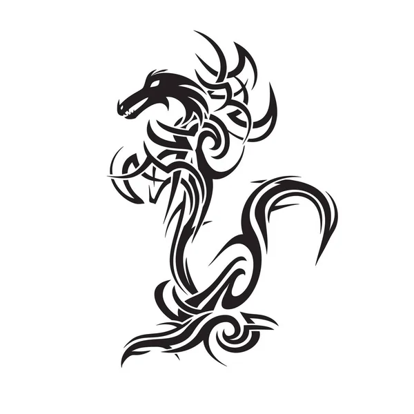 Dragón tatuaje arte vector — Vector de stock