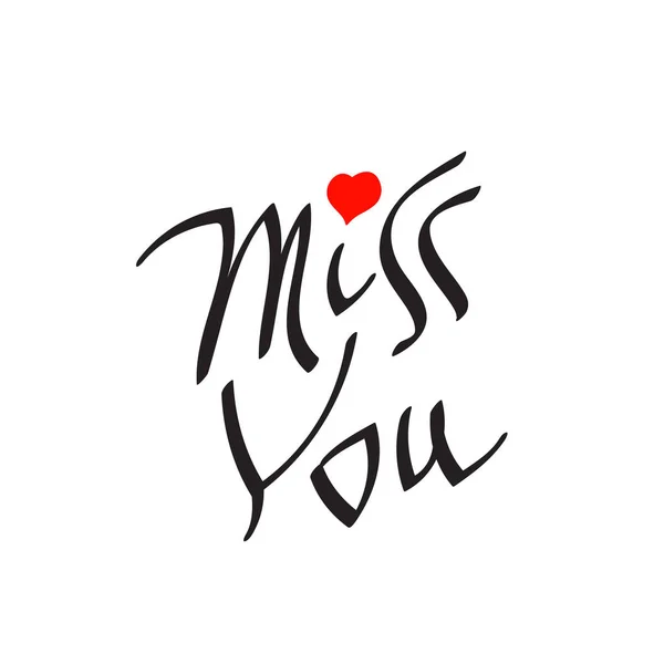 Miss You text with heart symbol — Stock Vector