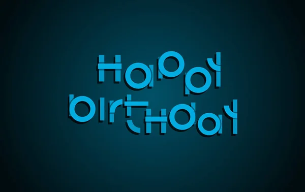 Lycklig födelsedag festlig text. Mörk bakgrund med ljus blå bokstäver banner design. Vektorillustration födelsedag gratulationskort. — Stock vektor