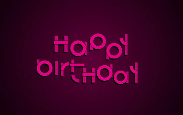 Šťastné narozeniny slavnostní text. Tmavé pozadí s světle růžové písmena nápisu designem. Vektorové ilustrace blahopřání k narozeninám. — Stockový vektor