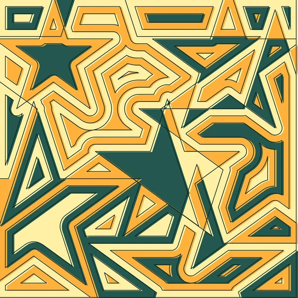 Fundo estelar abstrato. Design de decoração original. Ilustração vetorial. Símbolo de estrela verde e amarelo . — Vetor de Stock