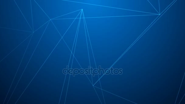 Luminoso Basso filo poligonale fotogrammi in movimento su sfondo blu scuro metraggio astratto — Video Stock