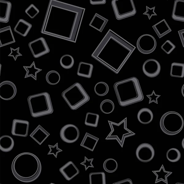 Étoiles, cercles et carrés motif sans couture . — Image vectorielle