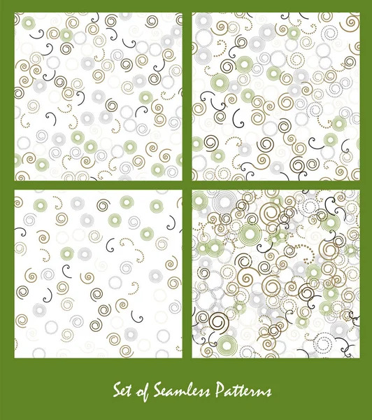 Set van naadloze patronen. Spiralen en cirkels voorjaar ontwerp — Stockvector