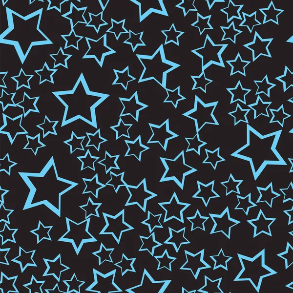 Stars seamless pattern. Blue star on dark background — Stock Vector