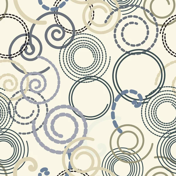 Lignes pointillées en spirale. Cercles points motif sans couture . — Image vectorielle