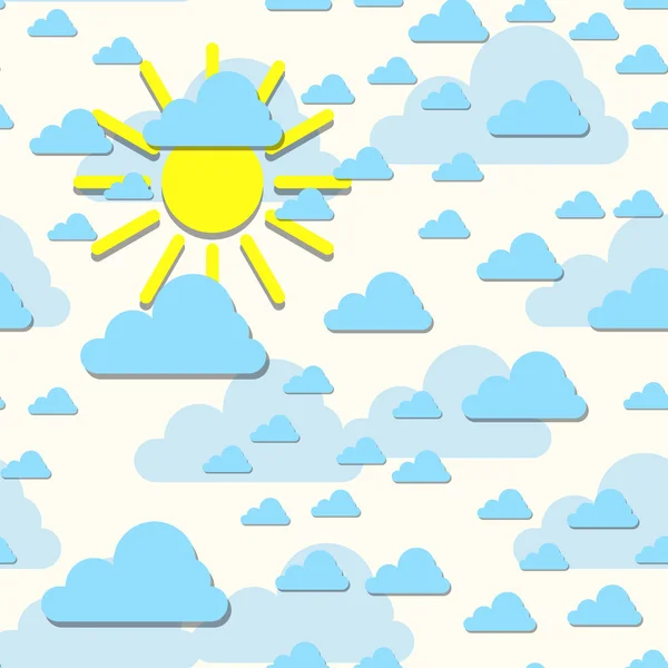 Nuvole con sfondo solare. Illustrazione vettoriale. Cartone animato astratto — Vettoriale Stock