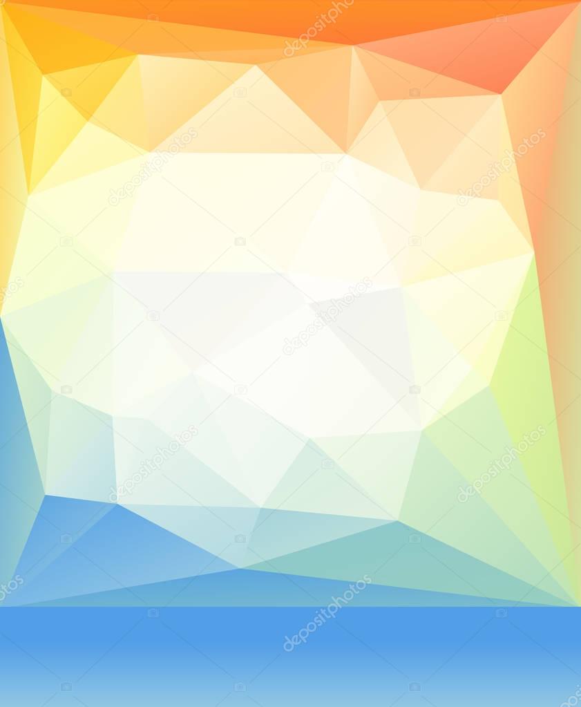 Bright orange blue green spring happy mood low poly background. 