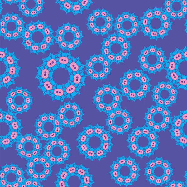 シームレス パターン。ベクトルの図。青い色の抽象花 — ストックベクタ