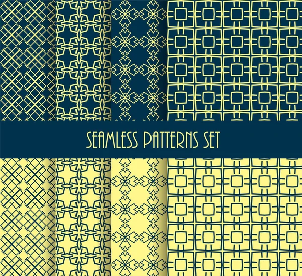 Elegante conjunto de patrones sin costura. fondos de azulejos línea decorativa . — Vector de stock