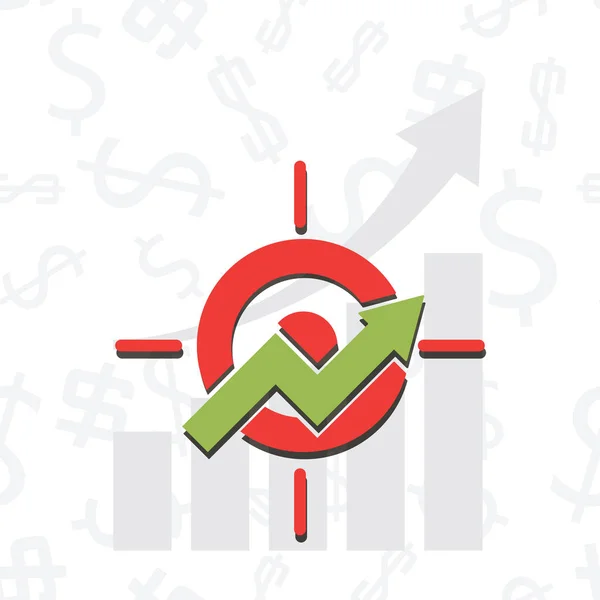 Graphique vers le haut avec symbole cible succès financier résumé vecto — Image vectorielle