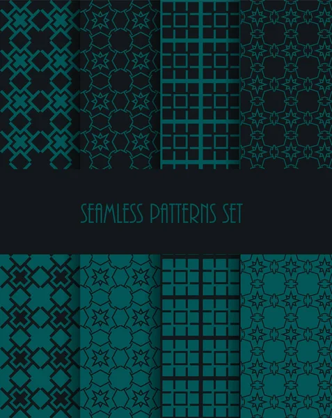 Stylish seamless pattern set. Decorative line tile backgrounds. — Stock Vector