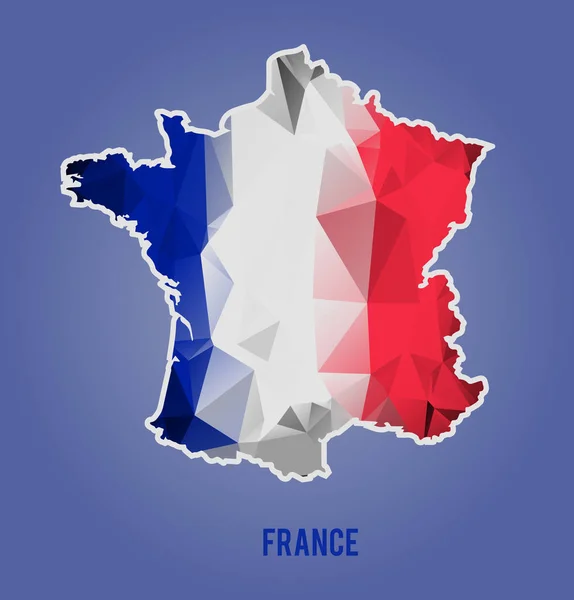 Drapeau national polygonal bas stylisé carte de France. Illustrtra vectoriel — Image vectorielle