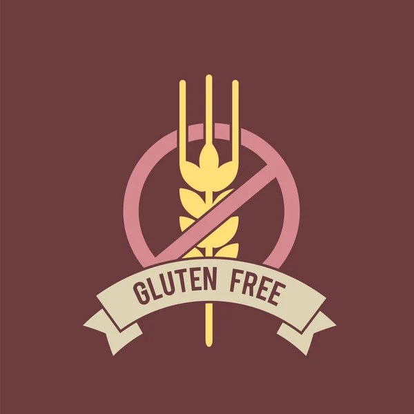 Gluten free inscription with stop sign and wheat symbol — Stock Vector
