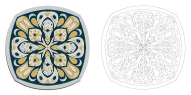 Mandala boyama çizim vektör çiçek