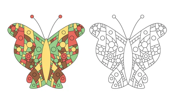 Zentangle obarvení kniha motýl vektor — Stockový vektor