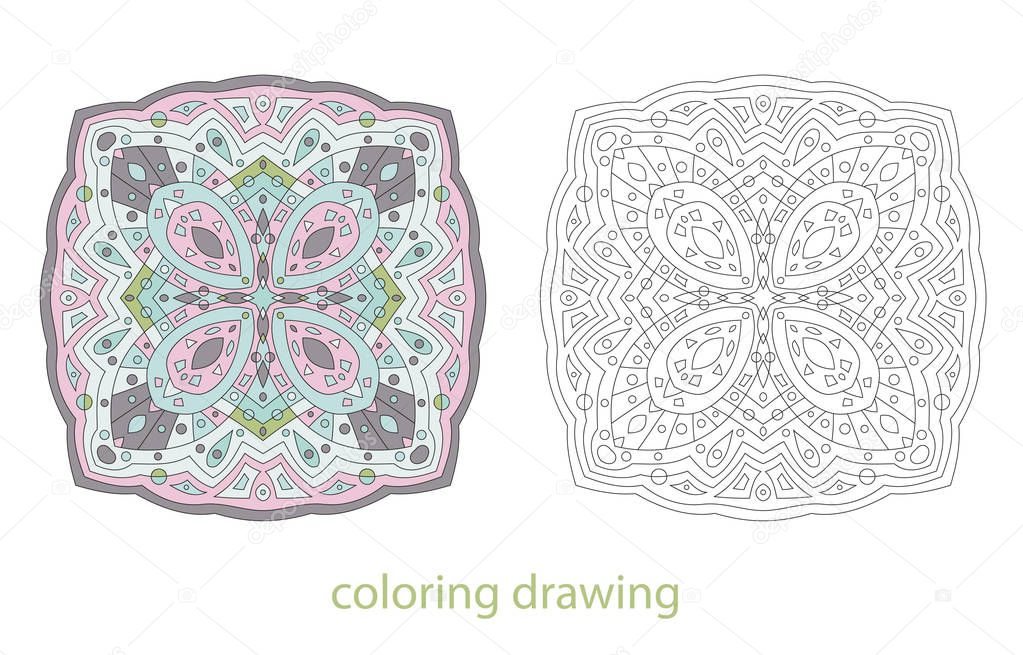 coloring drawing mandala template vector