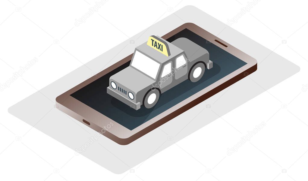 phone trip taxi isomatric online booking vector