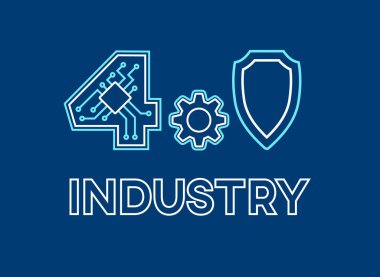 Modern endüstriyel üretim konsepti Endüstri 4.0. Güvenlik Otomatiği Akıllı Makine teknolojisi. 