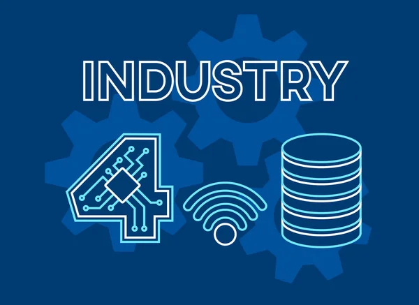 Modern Industrieel Productieconcept Industrie Veiligheid Draadloze Gegevensopslag Smart Machine Technologie — Stockvector