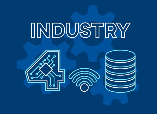 Moderní Koncepce Průmyslové Výroby Průmysl Bezpečné Bezdrátové Ukládání Dat Technologie — Stockový vektor