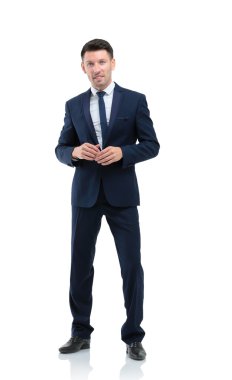 Beyaz arka plan üzerinde başarılı iş adamı