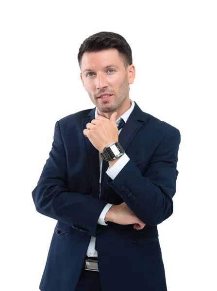 Retrato de un hombre de negocios elegante y guapo sobre fondo blanco — Foto de Stock