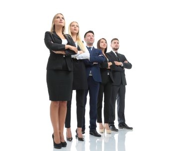 Beyaz arka plan üzerinde izole başarılı busines takım