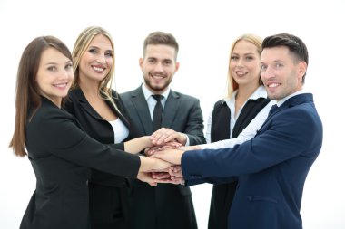 Takım başarılı ve kendine güvenen insan üzerinde beyaz bir backgr poz