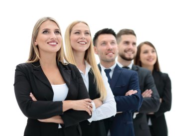 Beyaz arka plan üzerinde izole başarılı busines takım