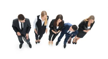 üst üste beyaz bir arka plan üzerinde izole iş grubu