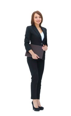 Young happy business woman, isolated on white clipart