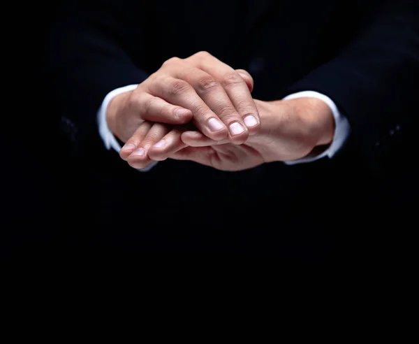 Human hands on black background — Stock Photo, Image