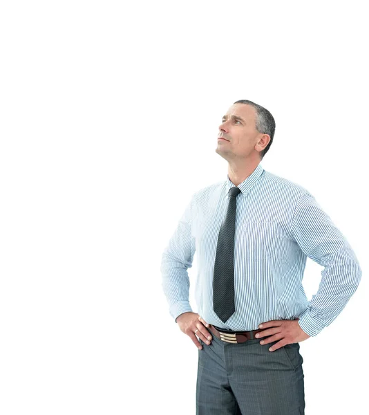 Ernstige zakenman in overhemd en stropdas opzoeken. — Stockfoto