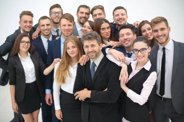 Portrait of smiling business people against white background — Stock Photo, Image